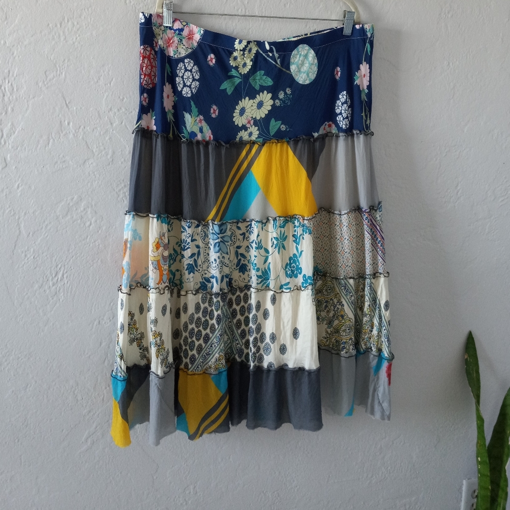 Johnny Was Floral Patchwork Boho Pull On Midi Ski… - image 2